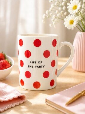 Kate Spade White Ceramic Mug with Red Polka Dots (comes w/ box)